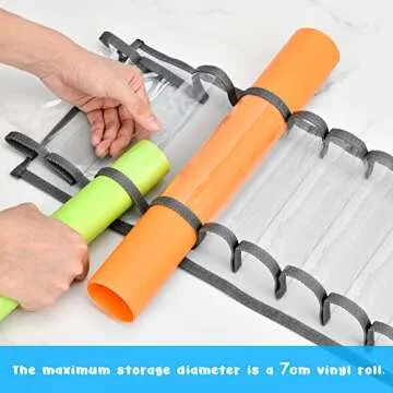 VICNOVA Vinyl Roll Holder, 24 Compartments Hanging Vinyl Storage Organizer Wall Mount Craft Organizers and Storage Foldable Vinyl Roll Storage Plastic Bag Holder Rack for Craft Room