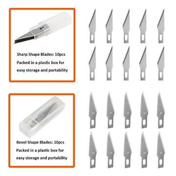 Art Knife Set, Lehosek Precision Hobby Art Utility Knife with Safety Cap Stainless Steel Art Blades Kit for Cutting Carving Art Creation (2knives+20blades)