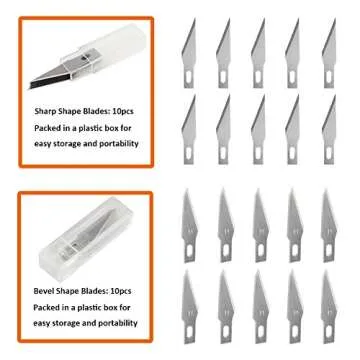 Art Knife Set, Lehosek Precision Hobby Art Utility Knife with Safety Cap Stainless Steel Art Blades Kit for Cutting Carving Art Creation (2knives+20blades)