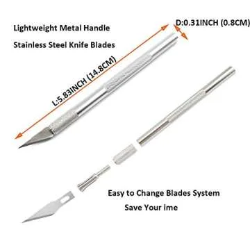 Art Knife Set, Lehosek Precision Hobby Art Utility Knife with Safety Cap Stainless Steel Art Blades Kit for Cutting Carving Art Creation (2knives+20blades)