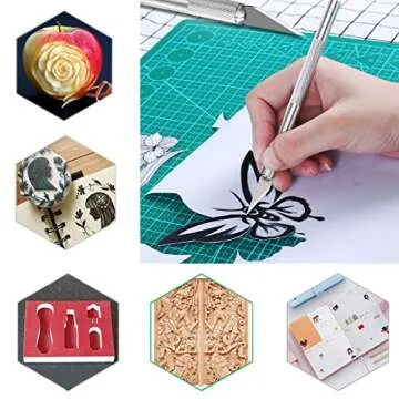 Art Knife Set, Lehosek Precision Hobby Art Utility Knife with Safety Cap Stainless Steel Art Blades Kit for Cutting Carving Art Creation (2knives+20blades)