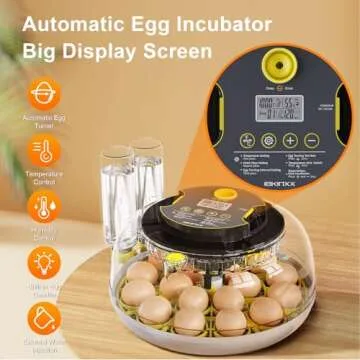 IBKINXX Incubator for Hatching Eggs-18 Egg Capacity, Automatic Egg Turner, Temperature & Humidity Co...