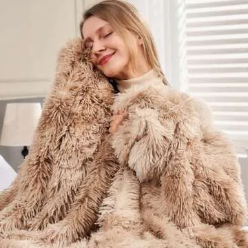 GONAAP Cozy Faux Fur Throw Blanket for Sofa & Bed