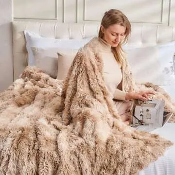 GONAAP Cozy Faux Fur Throw Blanket for Sofa & Bed