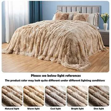 GONAAP Cozy Faux Fur Throw Blanket for Sofa & Bed