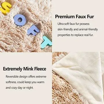GONAAP Cozy Faux Fur Throw Blanket for Sofa & Bed
