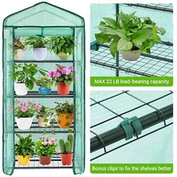 Ohuhu Mini Greenhouse for Indoor Outdoor, Small Plastic Plant Green House 4-Tier Rack Stand Portable...