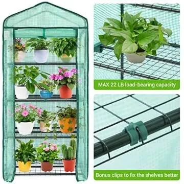 Ohuhu Mini Greenhouse for Indoor Outdoor, Small Plastic Plant Green House 4-Tier Rack Stand Portable...