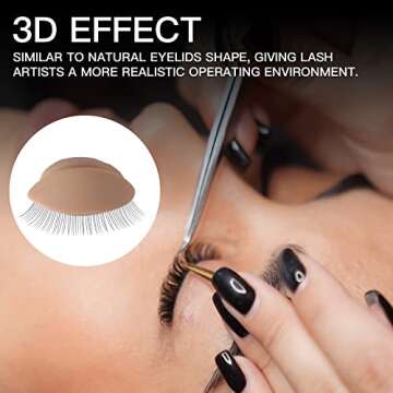 Pretty memory 3 Pairs Removable Eyelids for Lash Practice, Soft Silicone Rubber Replacement Eyelids for Eyelash Makeup Practice, Suitable for Different Kinds of Mannequin Heads