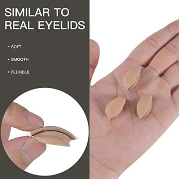 Pretty memory 3 Pairs Removable Eyelids for Lash Practice, Soft Silicone Rubber Replacement Eyelids for Eyelash Makeup Practice, Suitable for Different Kinds of Mannequin Heads