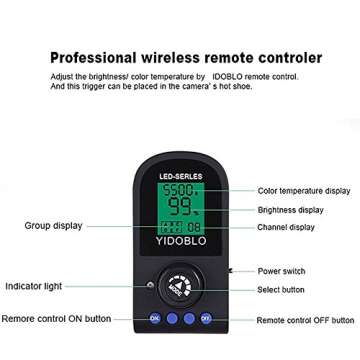 Yidoblo 96W 18" LED Ring Light Kit FE-480II White Photo Video Portrait Selfie Makeup YouTube Lighting Bicolor with Remote, Phone/Camera Holder, Mirror, Light Stand, Batteries&Chargers, Carry Bag