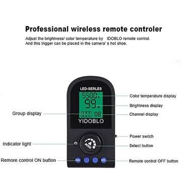 Yidoblo 96W 18" LED Ring Light Kit FE-480II White Photo Video Portrait Selfie Makeup YouTube Lighting Bicolor with Remote, Phone/Camera Holder, Mirror, Light Stand, Batteries&Chargers, Carry Bag