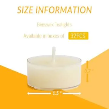 JONERAY 32 Count Pure Beeswax Tealight Candles Candles Bulk - 4 Hour Clean Burning, Smokeless Candles for Birthday Party,Wedding,Spa (Ivory)