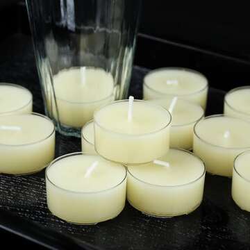 JONERAY 32 Count Pure Beeswax Tealight Candles Candles Bulk - 4 Hour Clean Burning, Smokeless Candles for Birthday Party,Wedding,Spa (Ivory)