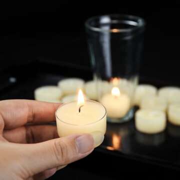 JONERAY 32 Count Pure Beeswax Tealight Candles Candles Bulk - 4 Hour Clean Burning, Smokeless Candles for Birthday Party,Wedding,Spa (Ivory)