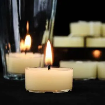 JONERAY 32 Count Pure Beeswax Tealight Candles Candles Bulk - 4 Hour Clean Burning, Smokeless Candles for Birthday Party,Wedding,Spa (Ivory)