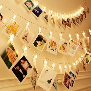Magnoloran 20 Photo Clip String Lights LED Fairy Twinkle Lights for Hanging Pictures,Home Wall Halloween Thanksgiving Christmas Party Wedding Festival Indoor Outdoor Decor
