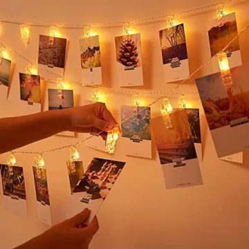 Magnoloran 20 Photo Clip String Lights LED Fairy Twinkle Lights for Hanging Pictures,Home Wall Halloween Thanksgiving Christmas Party Wedding Festival Indoor Outdoor Decor