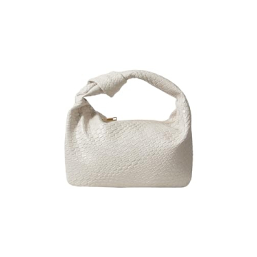 Verdusa Women's Hobo Bags Zipper Handbags Knot Strap Leather Shoulder Bag Evening Clutch Purses Beige One-Size