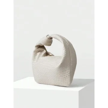 Verdusa Women's Hobo Bags Zipper Handbags Knot Strap Leather Shoulder Bag Evening Clutch Purses Beige One-Size