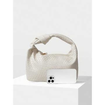 Verdusa Women's Hobo Bags Zipper Handbags Knot Strap Leather Shoulder Bag Evening Clutch Purses Beige One-Size