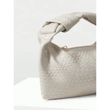 Verdusa Women's Hobo Bags Zipper Handbags Knot Strap Leather Shoulder Bag Evening Clutch Purses Beige One-Size