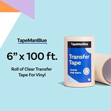 Clear Transfer Tape for Vinyl - 6" x 100' Roll, Made in USA, Vinyl Transfer Tape with Medium to High...