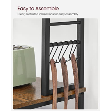 VASAGLE Industrial Kitchen Baker’s Rack with 6 Shelves & Hooks