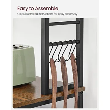 VASAGLE Industrial Kitchen Baker’s Rack with 6 Shelves & Hooks