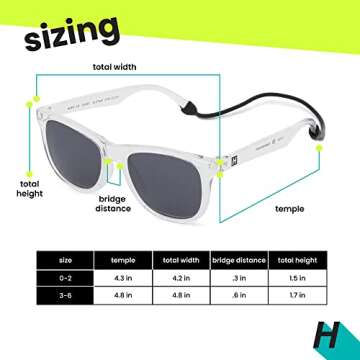 Hipsterkid Sunglasses for Kids Toddler Polarized Sunglasses Shatter-Resistant Lenses and Stay-On Strap 100% UV Protection Christmas Gift (Clear, 3-6 Years)