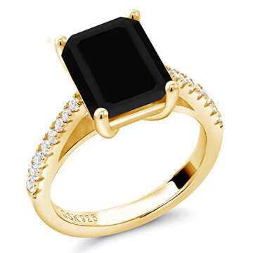 Elegant Black Onyx & White Sapphire Ring for Women