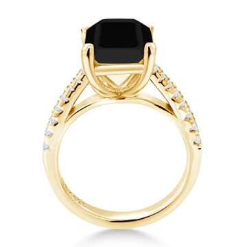 Elegant Black Onyx & White Sapphire Ring for Women