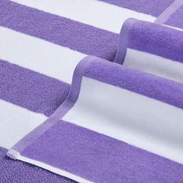 LULUHOME Large Oversized Beach Towel - Big Cotton Towel 36 x 70 Inch Striped Pool Towel, Large Cabana Soft Swimming Towel for Adult Men Women,Purple