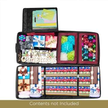 Rolling Wrapping Paper Organizer - Portable Gift Wrap Station with Storage and Organization for Holiday Gift Bags, Bows, and Ribbons by Elf Stor (Red)