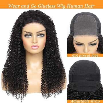 Wear and Go Glueless Wigs Human Hair,180% Density 5x5 HD Lace Closure Wigs Human Hair with Baby Hair...