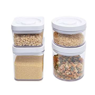 Amazon Basics 8-Piece Multi-Pack of Round and Square Airtight Food Storage Containers for Kitchen Pantry Organization, BPA Free Plastic