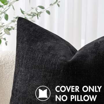 MIULEE Pack of 2 Textured Throw Pillow Covers Decorative Soft Accent Square Chenille Pillowcases Neu...