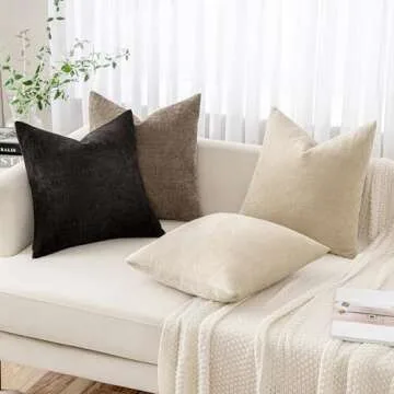 MIULEE Chenille Pillow Covers Set of 2 for Modern Decor