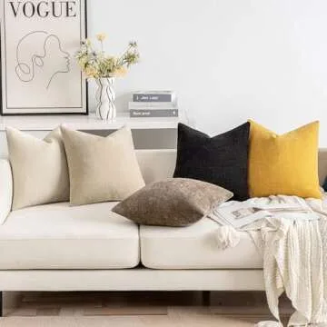 MIULEE Chenille Pillow Covers Set of 2 for Modern Decor