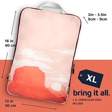 Large Packing Cubes for Travel-Extra Large Compression Packing Cube Luggage Organizers 7 Piece Set-Ultralight, Expandable/Compression Bags for Clothes by TRIPPED Travel Gear (Landscape)