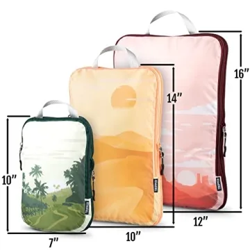 Large Packing Cubes for Travel-Extra Large Compression Packing Cube Luggage Organizers 7 Piece Set-Ultralight, Expandable/Compression Bags for Clothes by TRIPPED Travel Gear (Landscape)