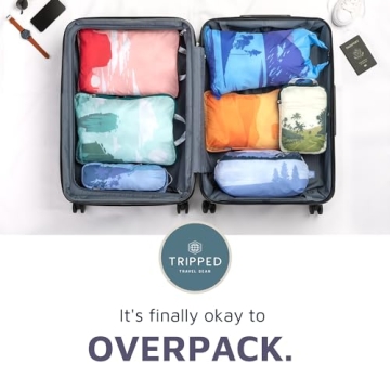 Large Packing Cubes for Travel-Extra Large Compression Packing Cube Luggage Organizers 7 Piece Set-Ultralight, Expandable/Compression Bags for Clothes by TRIPPED Travel Gear (Landscape)