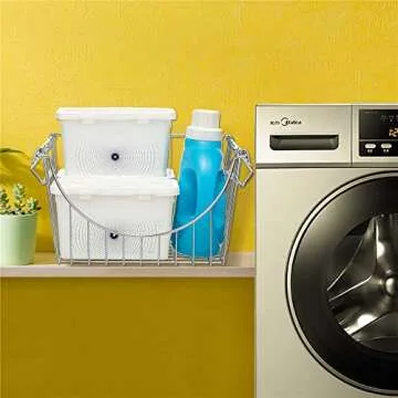 SANNO Stackable Baskets Organizer Bin Stacking Wire Baskets for Home Kitchen Storage, Hanging Garage Tool Organizer, Office and Bathroom Shelves, Large Fruit Basket,set of 2