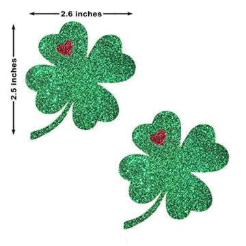 Neva Nude Kiss Me I'm Irish Green Glitter Nipztix Pasties Nipple Covers for Festivals, Raves, Parties, Lingerie and More, Medical Grade Adhesive, Waterproof and Sweatproof, Made in USA