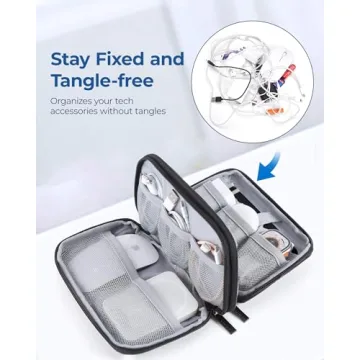 BAGSMART Grey Travel Tech Organizer for Tangle-Free Gadgets