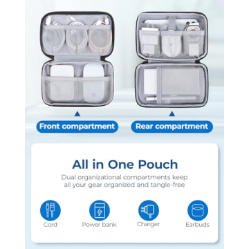 BAGSMART Grey Travel Tech Organizer for Tangle-Free Gadgets