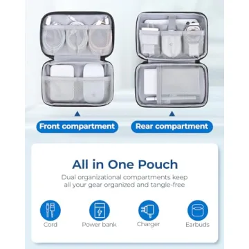 BAGSMART Grey Travel Tech Organizer for Tangle-Free Gadgets