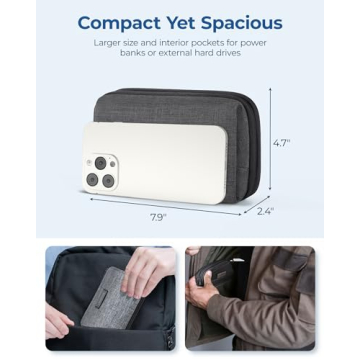 BAGSMART Grey Travel Tech Organizer for Tangle-Free Gadgets