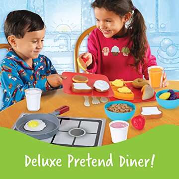 Learning Resources Rise & Shine Diner, Pretend Play Toys, Play Food Toy, Kitchen Toys for Toddlers, Breakfast Toys, 38 Pieces, Ages 3+