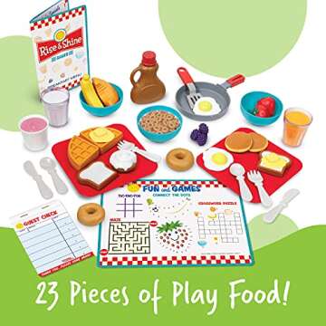 Learning Resources Rise & Shine Diner, Pretend Play Toys, Play Food Toy, Kitchen Toys for Toddlers, Breakfast Toys, 38 Pieces, Ages 3+